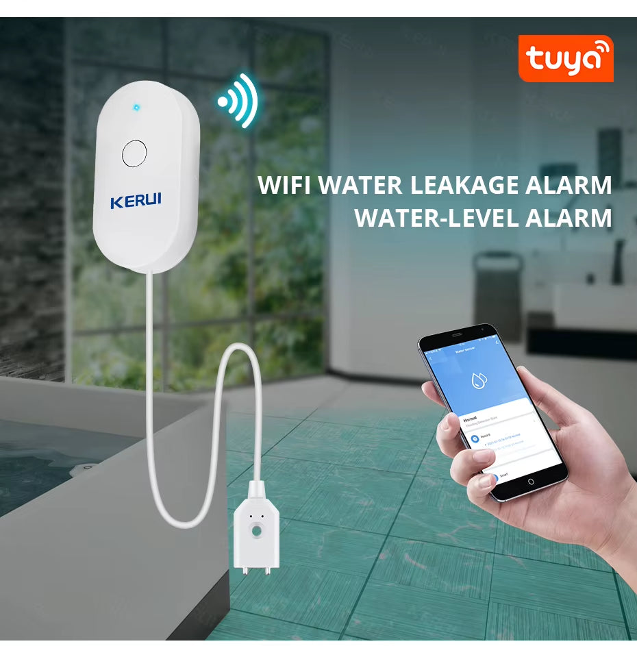 Wifi Water Sensor Smart Home Kitchen Water Leak Detector Tuya APP Monitoring of Leaks Phone Notification Security Alarm