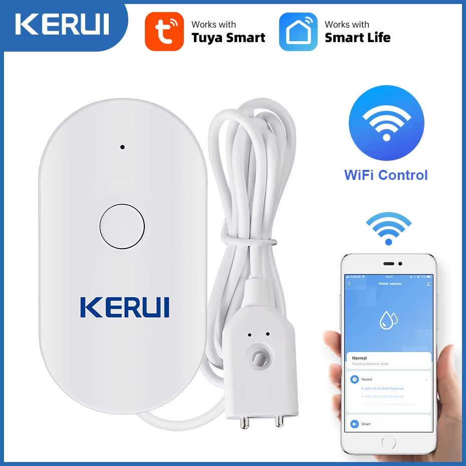 Wifi Water Sensor Smart Home Kitchen Water Leak Detector Tuya APP Monitoring of Leaks Phone Notification Security Alarm